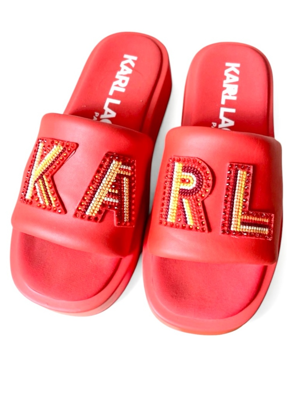 karl Lagerfeld Paris Slip On Red Platform,Size 10 - Picture 4 of 4